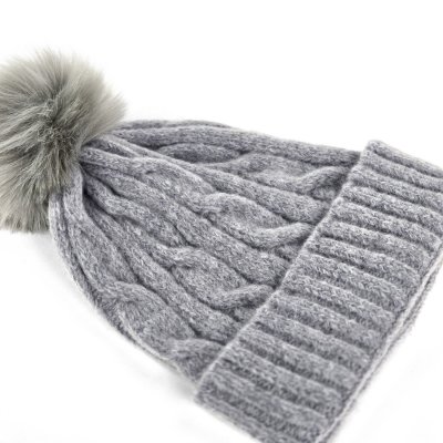 Mützen - Gårda Saas-Fee Cable Knit Wool Mix Beanie (grau)