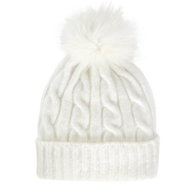 Mützen - Gårda Saas-Fee Cable Knit Wool Mix Beanie (weiß)