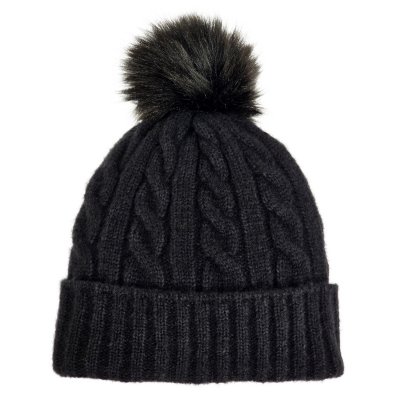 Mützen - Gårda Saas-Fee Cable Knit Wool Mix Beanie (schwarz)