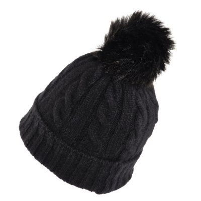 Mützen - Gårda Saas-Fee Cable Knit Wool Mix Beanie (schwarz)