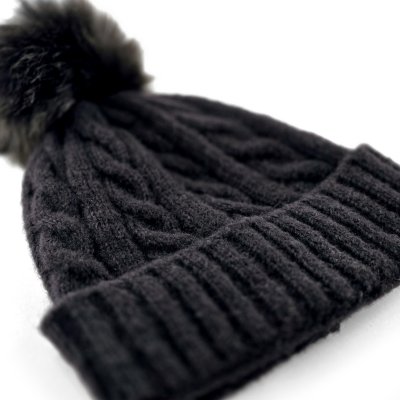 Mützen - Gårda Saas-Fee Cable Knit Wool Mix Beanie (schwarz)