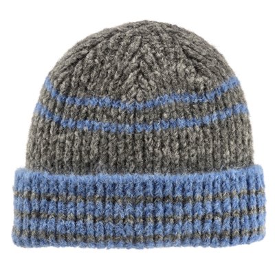 Mützen - Gårda Verbier Striped Wool Mix Beanie (grau/blau)