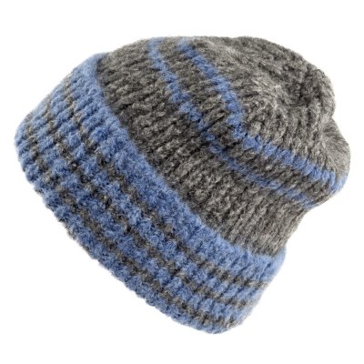 Mützen - Gårda Verbier Striped Wool Mix Beanie (grau/blau)