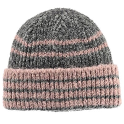 Mützen - Gårda Verbier Striped Wool Mix Beanie (grau/rosa)