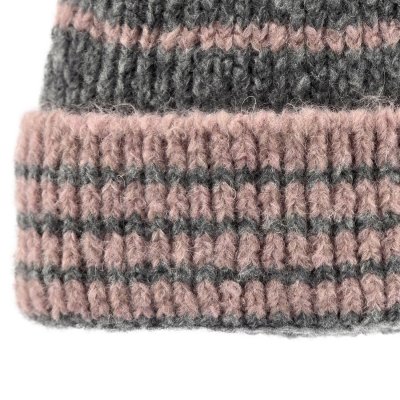 Mützen - Gårda Verbier Striped Wool Mix Beanie (grau/rosa)