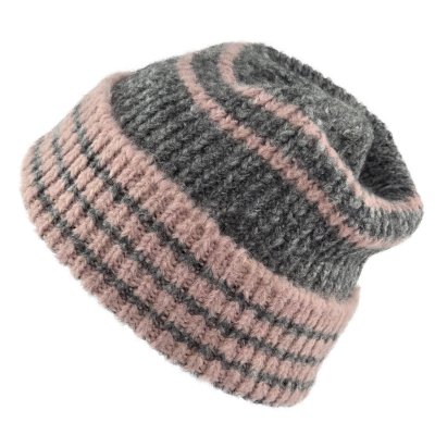 Mützen - Gårda Verbier Striped Wool Mix Beanie (grau/rosa)