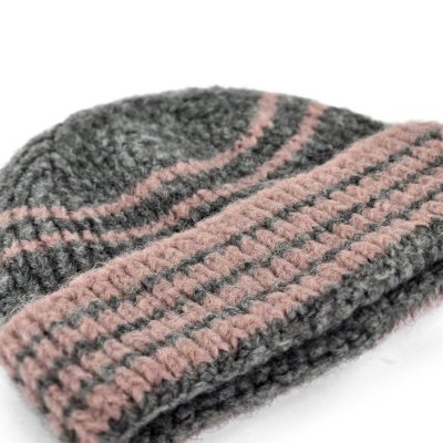 Mützen - Gårda Verbier Striped Wool Mix Beanie (grau/rosa)