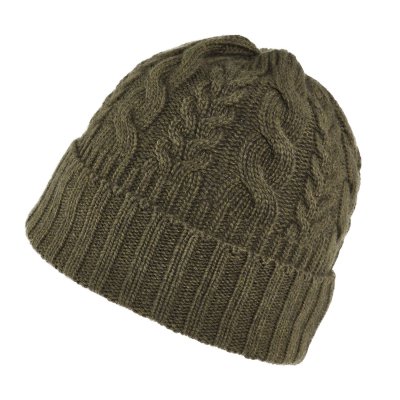 Mützen - Gårda Villars Cable Knit Wool Mix Beanie (moosgrün)