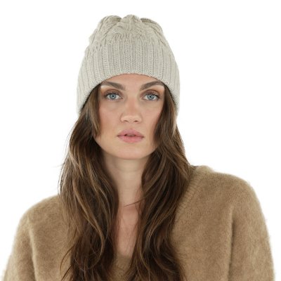 Mützen - Gårda Villars Cable Knit Wool Mix Beanie (beige)