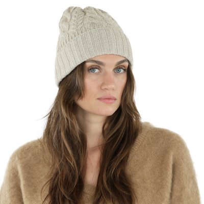 Mützen - Gårda Villars Cable Knit Wool Mix Beanie (beige)
