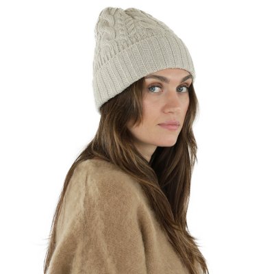Mützen - Gårda Villars Cable Knit Wool Mix Beanie (beige)