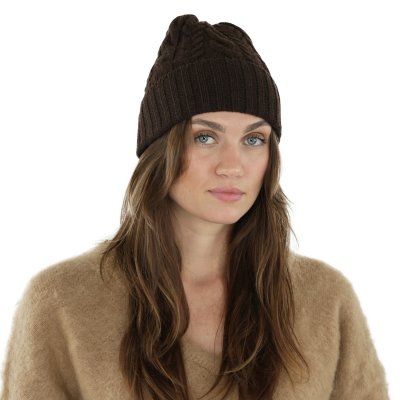 Mützen - Gårda Villars Cable Knit Wool Mix Beanie (braun)