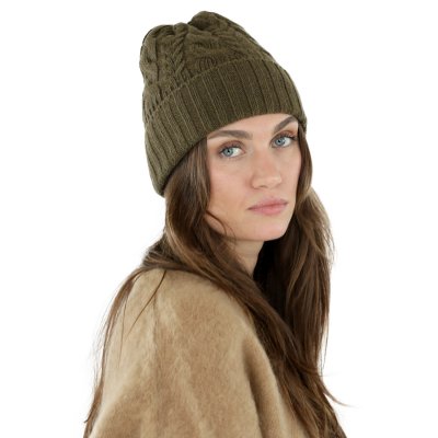 Mützen - Gårda Villars Cable Knit Wool Mix Beanie (moosgrün)