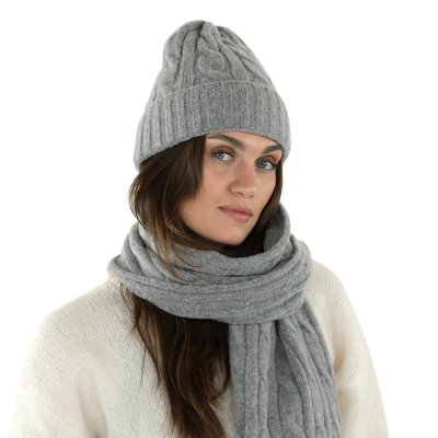 Mützen - Gårda Bad Gastein Cable Knit Wool Mix Beanie (grau)