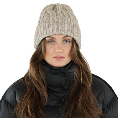 Mützen - Gårda Bormio Cable Knit Wool Mix Beanie (beige)