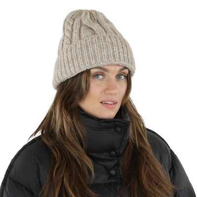 Mützen - Gårda Bormio Cable Knit Wool Mix Beanie (beige)