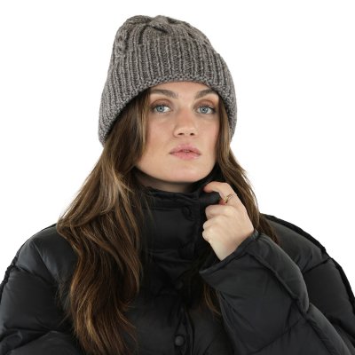 Mützen - Gårda Bormio Cable Knit Wool Mix Beanie (grau/beige)