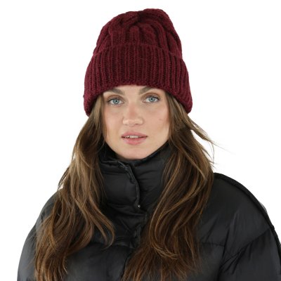 Mützen - Gårda Bormio Cable Knit Wool Mix Beanie (bordeaux)