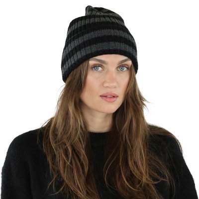 Mützen - Gårda Davos Striped Merino Wool Beanie (grau/schwarz)