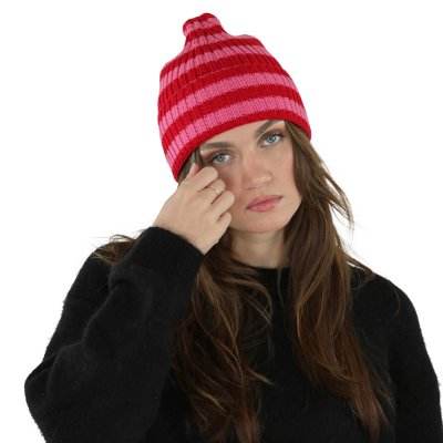 Mützen - Gårda Davos Striped Merino Wool Beanie (rot/rosa)