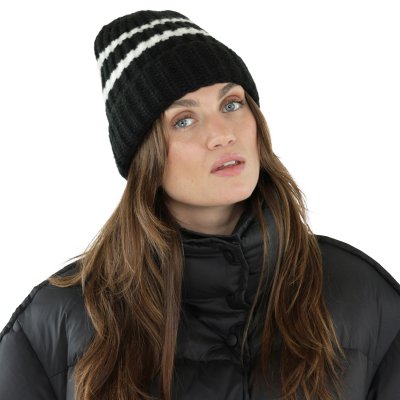 Mützen - Gårda Les Deux Alpes Striped Merino Mix Beanie (schwarz/weiß)