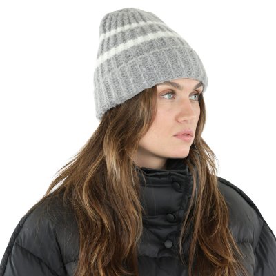 Mützen - Gårda Les Deux Alpes Striped Merino Mix Beanie (grau/weiß)