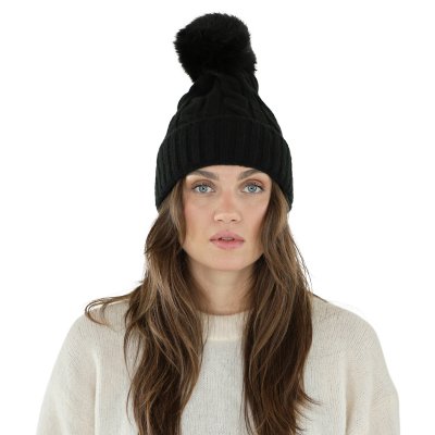 Mützen - Gårda Saas-Fee Cable Knit Wool Mix Beanie (schwarz)