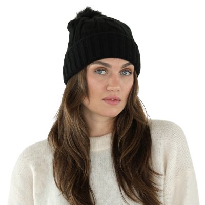 Mützen - Gårda Saas-Fee Cable Knit Wool Mix Beanie (schwarz)