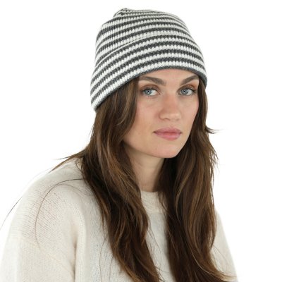 Mützen - Gårda Saint-Gervais Striped Wool Mix Beanie (dunkelgrau/weiß)