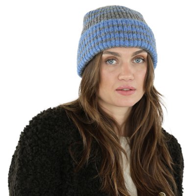 Mützen - Gårda Verbier Striped Wool Mix Beanie (grau/blau)