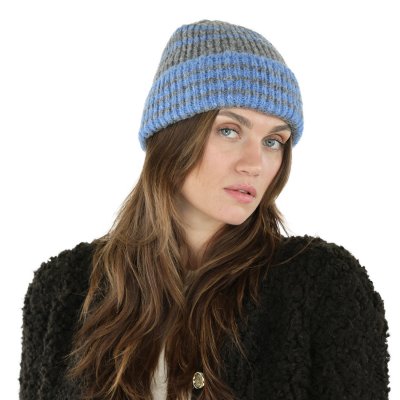 Mützen - Gårda Verbier Striped Wool Mix Beanie (grau/blau)