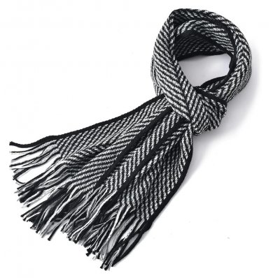 Schals - Gårda ZigZag Knitted Tassel Scarf (Schwarz/Weiß)
