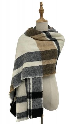 Schals - Gårda Tartan Wool Blanket Scarf (Cream)