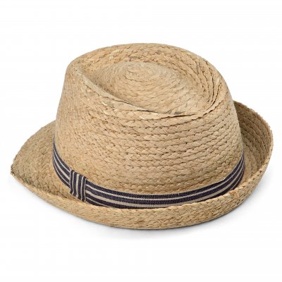Strohhut - Gårda Marzagan Raffia Trilby (Natur/Blau)