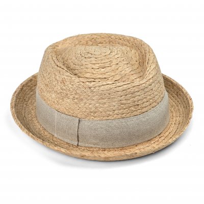 Strohhut - Gårda Serreta Raffia Trilby (Hellnatur/Hellgrau)