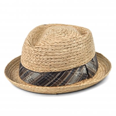Strohhut - Gårda Tarajal Raffia Trilby (Hellnatur/Grau)