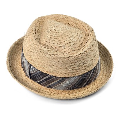 Strohhut - Gårda Tarajal Raffia Trilby (Hellnatur/Grau)